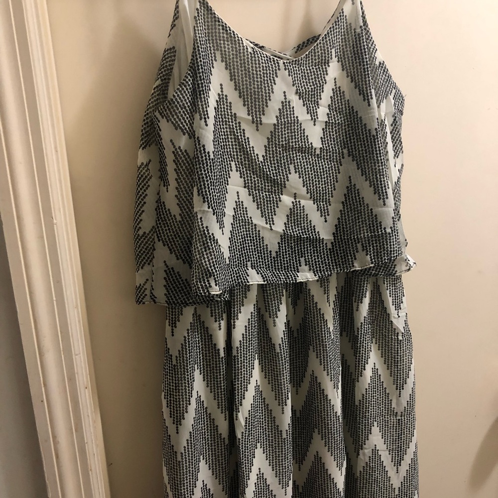Spaghetti strap print dress.